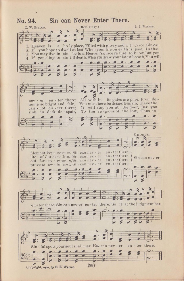 Salvation Echoes: a new collection of spiritual songs; hymning the tidings of full salvation page 95