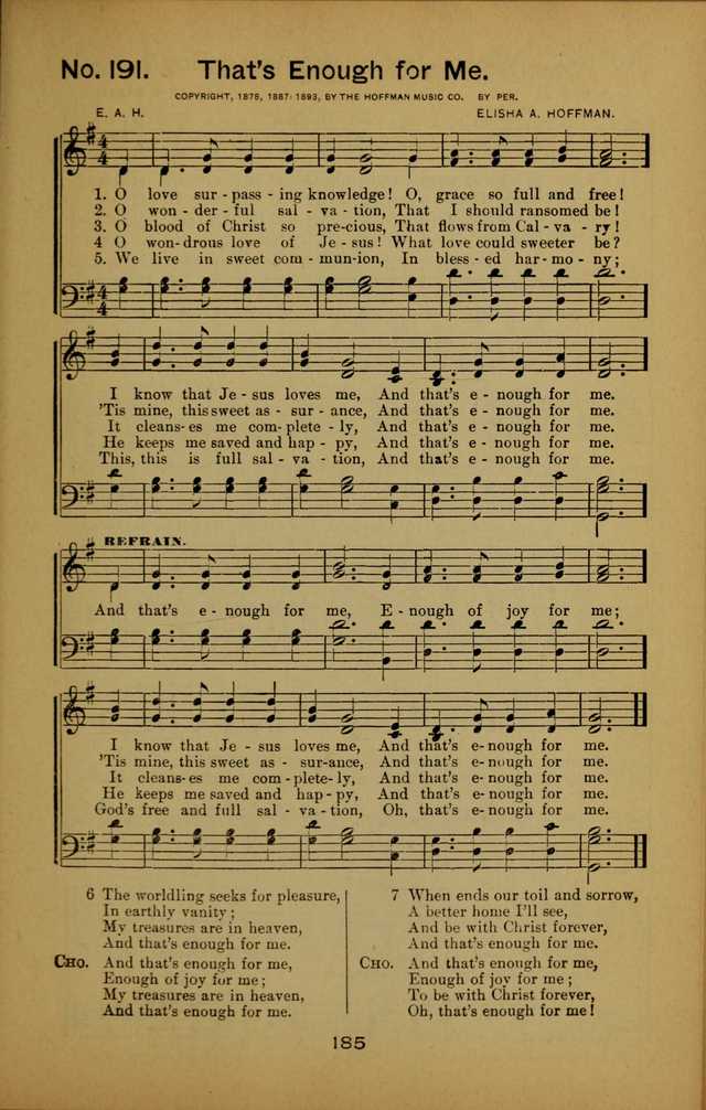 Songs of the Evening Light: for Sunday schools, missionary and revival meetings and gospel work in general page 185