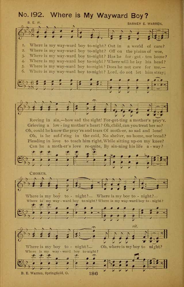 Songs of the Evening Light: for Sunday schools, missionary and revival meetings and gospel work in general page 186