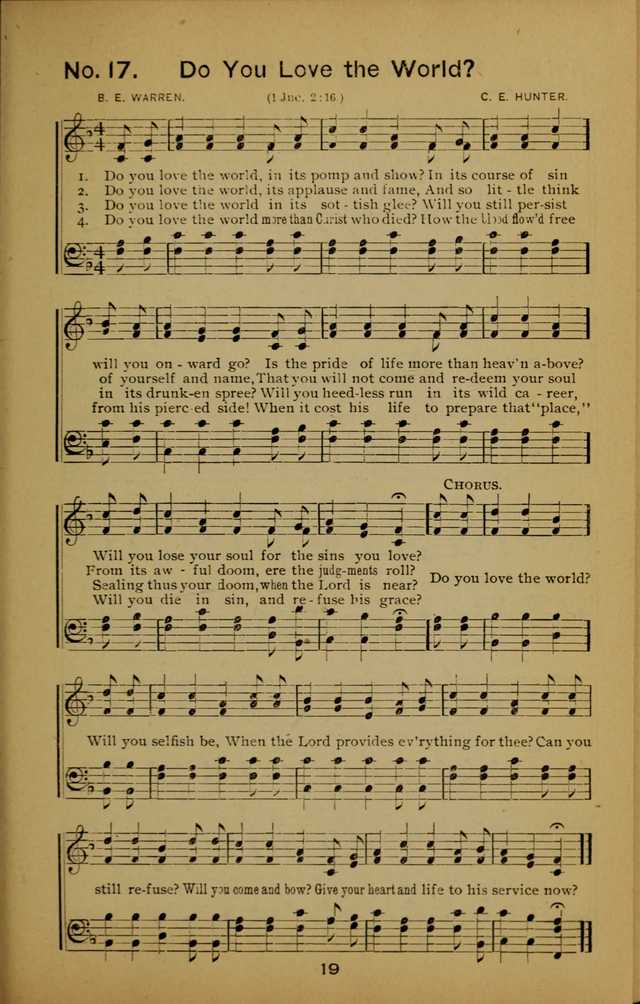 Songs of the Evening Light: for Sunday schools, missionary and revival meetings and gospel work in general page 19