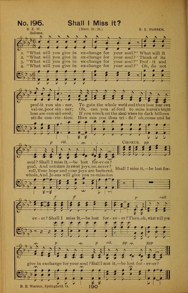 Songs of the Evening Light: for Sunday schools, missionary and revival meetings and gospel work in general page 190