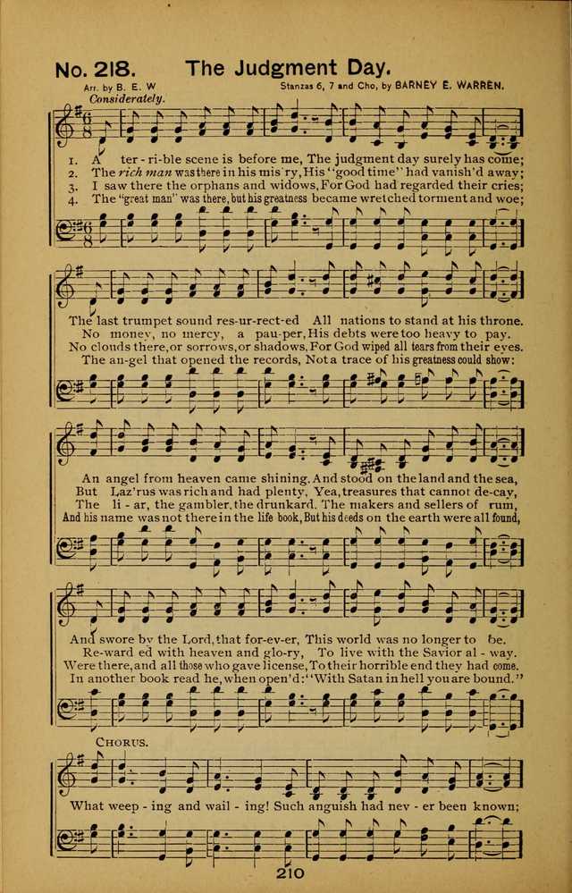 Songs of the Evening Light: for Sunday schools, missionary and revival meetings and gospel work in general page 210
