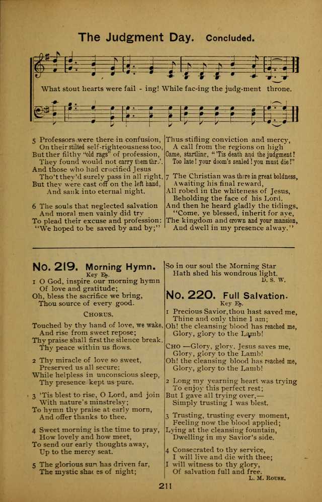 Songs of the Evening Light: for Sunday schools, missionary and revival meetings and gospel work in general page 211
