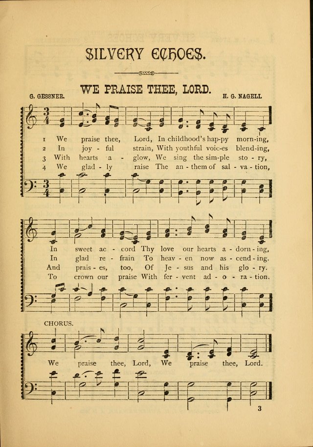 Silvery Echoes of Praise and Prayer: a collection of hymns and music, expecially adapted for children and youths in the primary and intermediate departments of the Sunday-school page 3