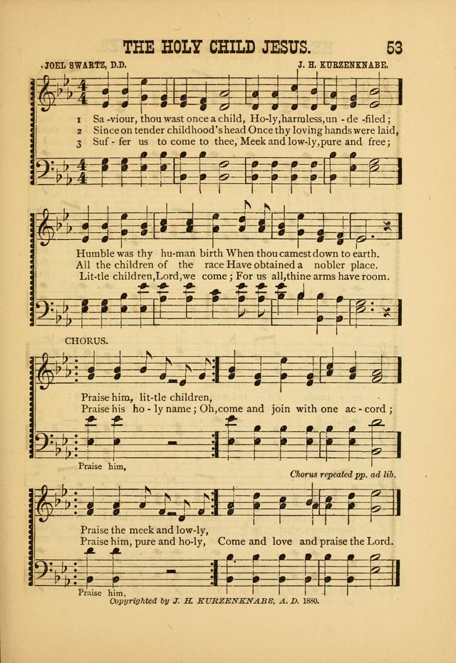 Silvery Echoes of Praise and Prayer: a collection of hymns and music, expecially adapted for children and youths in the primary and intermediate departments of the Sunday-school page 53