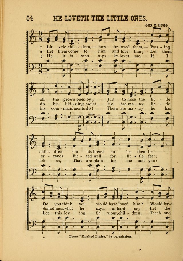 Silvery Echoes of Praise and Prayer: a collection of hymns and music, expecially adapted for children and youths in the primary and intermediate departments of the Sunday-school page 54