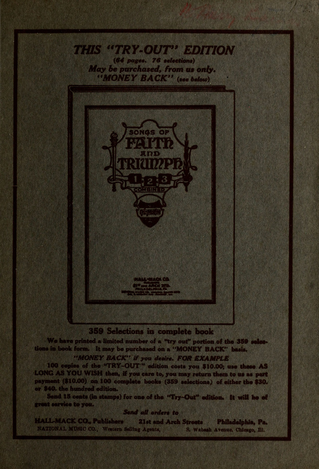 Songs of Faith and Triumph 1, 2 and 3 Combined: Tryout Edition page cover