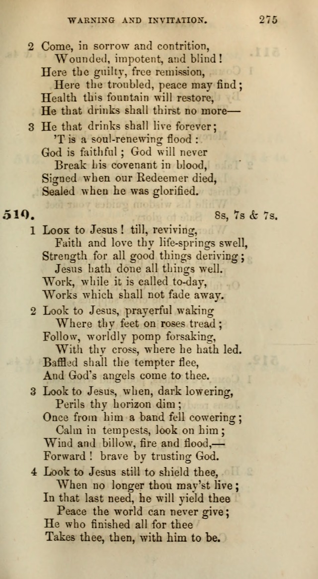 Songs for the Sanctuary; or, Psalms and Hymns for Christian Worship (Words only) page 275