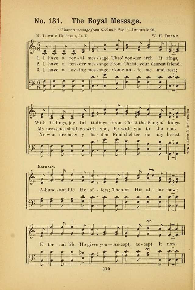 Select Gems: a choice collection of popular hymns and music for use in prayer meetings, the home and Sunday schools page 112