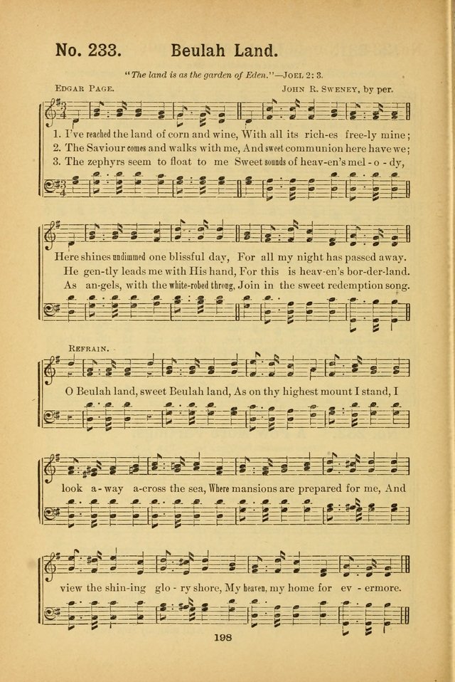 Select Gems: a choice collection of popular hymns and music for use in prayer meetings, the home and Sunday schools page 198