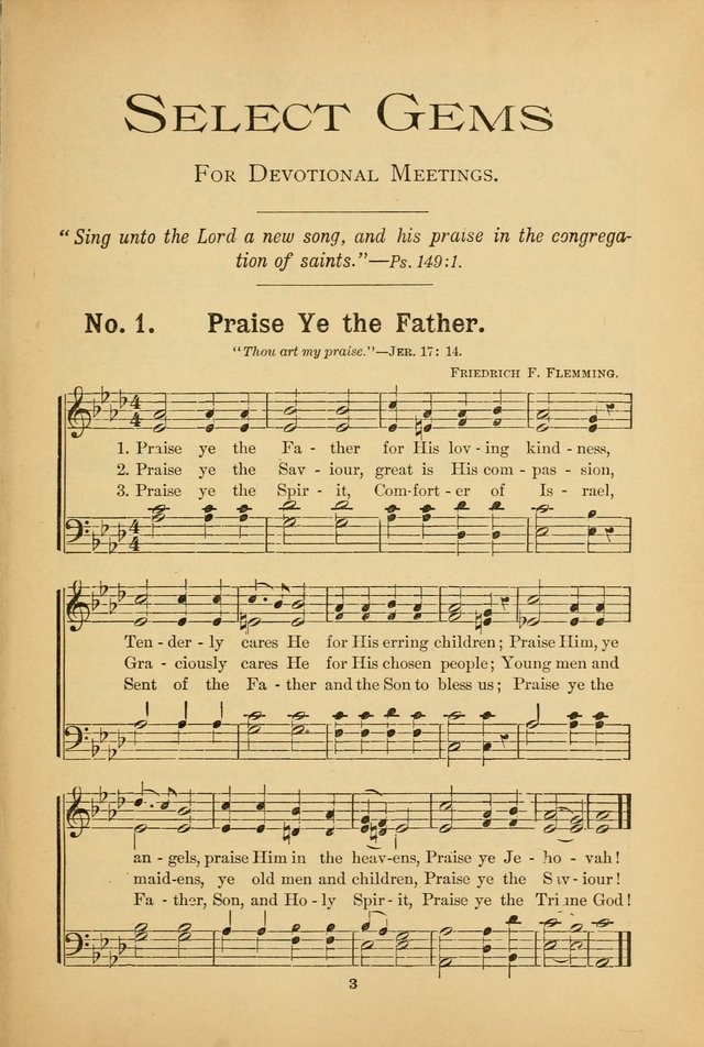 Select Gems: a choice collection of popular hymns and music for use in prayer meetings, the home and Sunday schools page 3