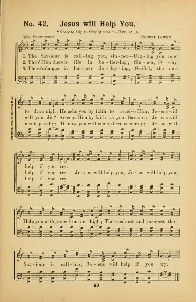 Select Gems: a choice collection of popular hymns and music for use in prayer meetings, the home and Sunday schools page 43