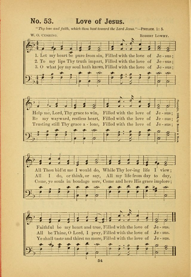 Select Gems: a choice collection of popular hymns and music for use in prayer meetings, the home and Sunday schools page 54