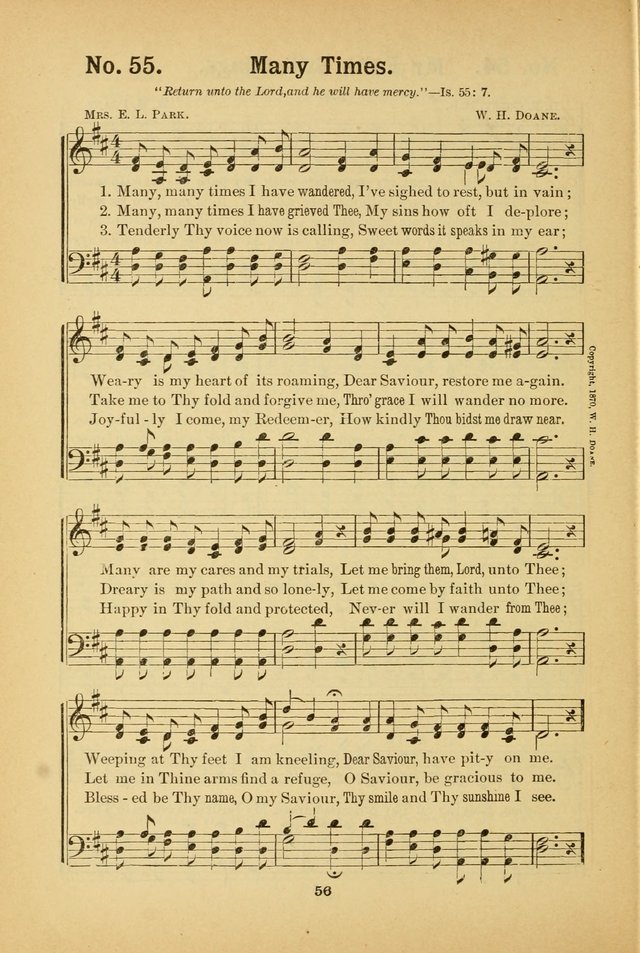 Select Gems: a choice collection of popular hymns and music for use in prayer meetings, the home and Sunday schools page 56