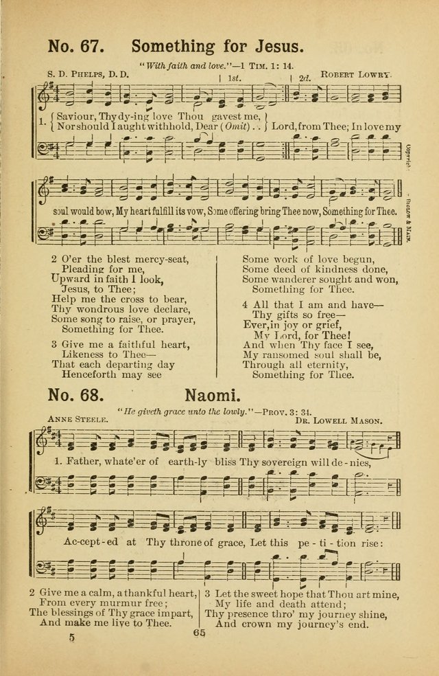 Select Gems: a choice collection of popular hymns and music for use in prayer meetings, the home and Sunday schools page 65