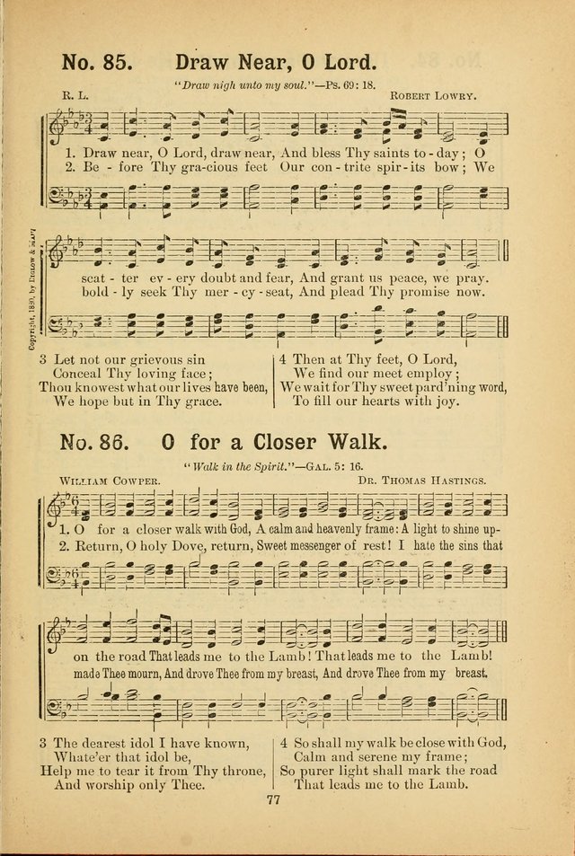 Select Gems: a choice collection of popular hymns and music for use in prayer meetings, the home and Sunday schools page 77