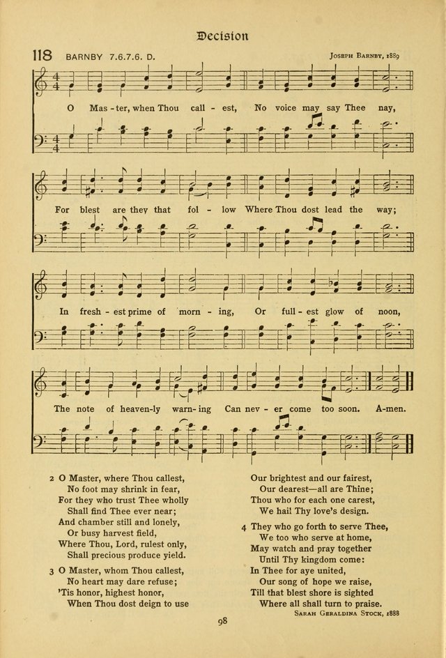 The School Hymnal: a book of worship for young people page 98