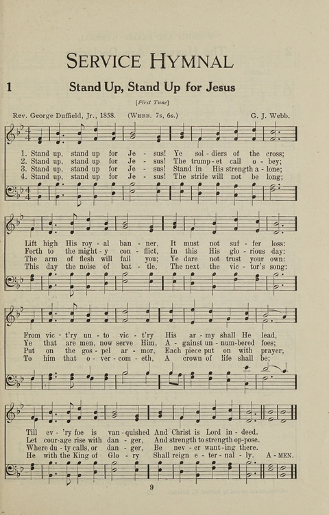 Service Hymnal: with responsive readings, appropriate for all Protestant religious activities page 1