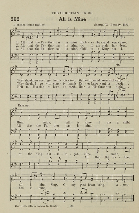 Service Hymnal: with responsive readings, appropriate for all Protestant religious activities page 224