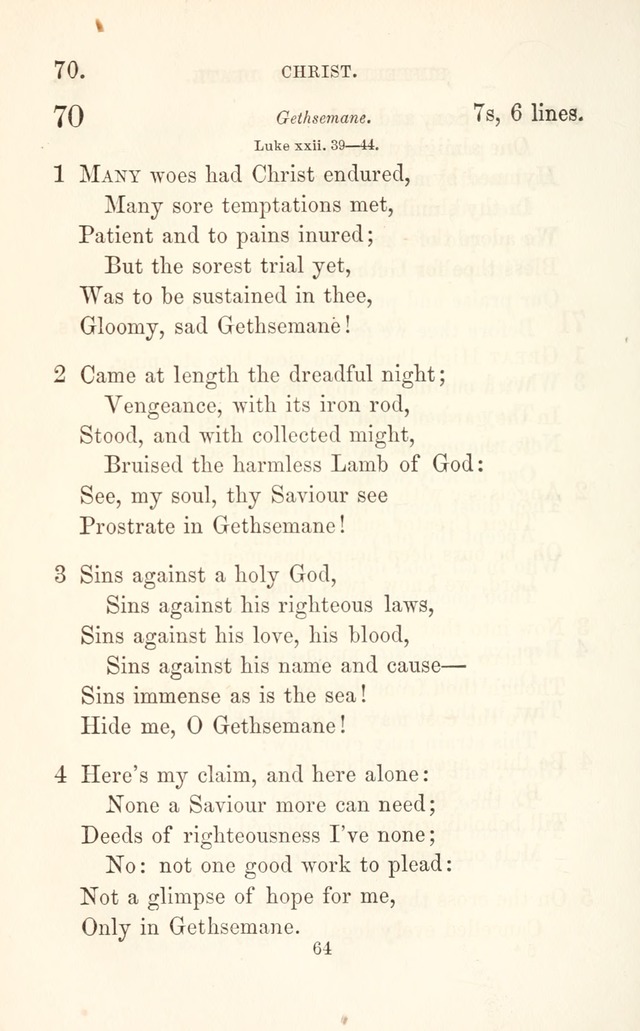 A Selection of Hymns: designed as a supplement to the "psalms and hymns" of the Presbyterian church page 64