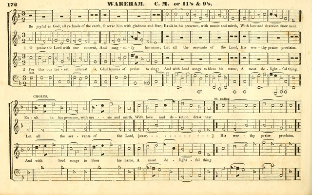 The Sacred Harp or Eclectic Harmony: a collection of church music, consisting of a great variety of psalm and hymn tunes, anthems, sacred songs and chants...(New ed., Rev. and Corr.) page 172