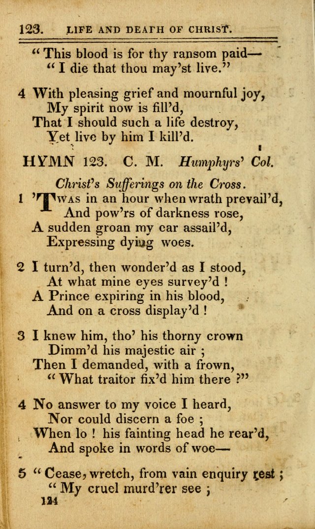 A Selection of Hymns: including a few originals, designed to aid the friends of  Zion in their private and social worship page 124