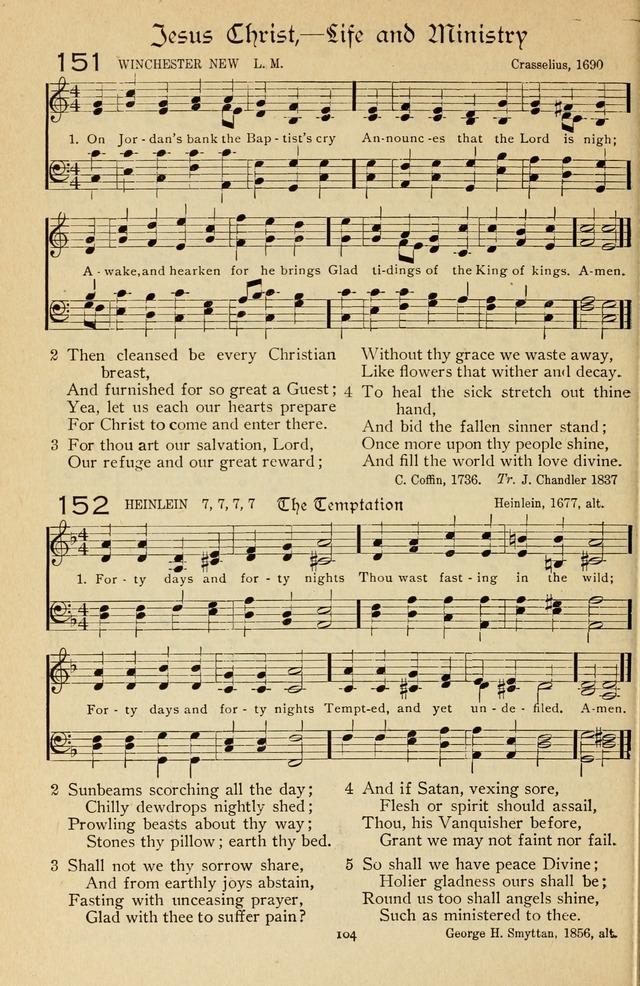 The Sanctuary Hymnal, published by Order of the General Conference of the United Brethren in Christ page 105