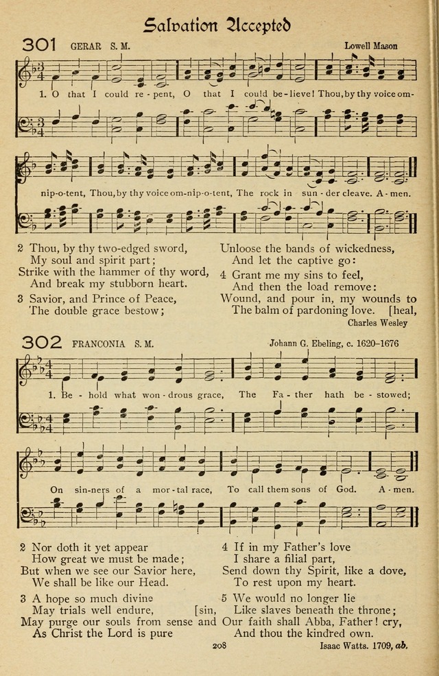 The Sanctuary Hymnal, published by Order of the General Conference of the United Brethren in Christ page 209