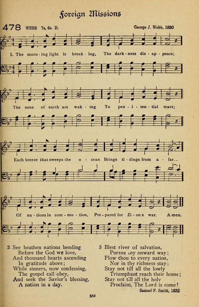 The Sanctuary Hymnal, published by Order of the General Conference of the United Brethren in Christ page 332