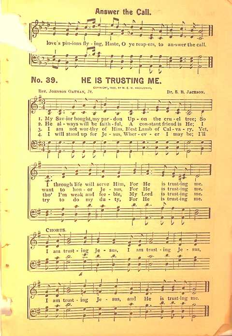 Sing His Praise: for the church, Sunday school and all religious assemblies page 39