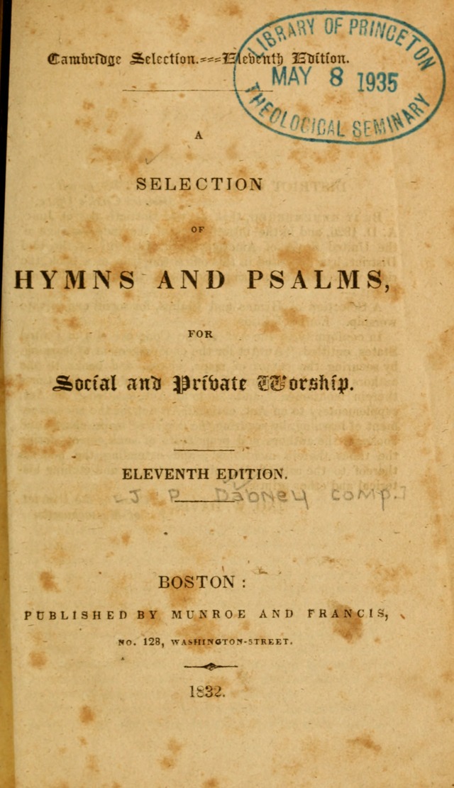 A Selection of Hymns and Psalms, for Social and Private Worship. (11th ed.) page viii
