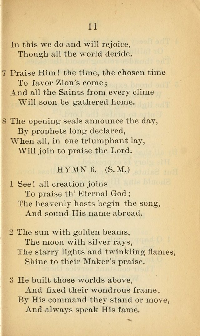 Sacred Hymns and Spiritual Songs for the Church of Jesus Christ of Latter-Day Saints (20th ed.) page 11