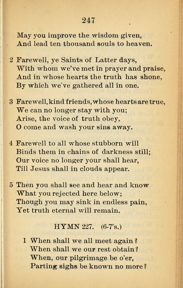 Sacred Hymns and Spiritual Songs for the Church of Jesus Christ of Latter-Day Saints (20th ed.) page 247