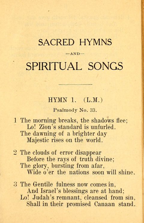 Sacred Hymns and Spiritual Songs: for the Church of Jesus Christ of Latter-Day Saints. 24th ed. page 1