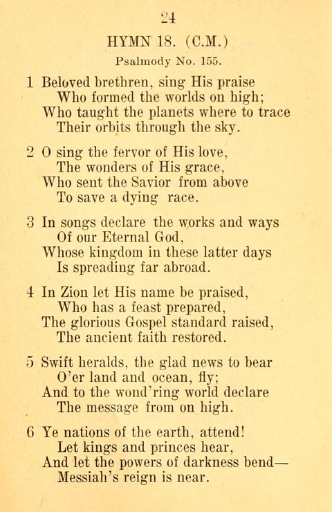 Sacred Hymns and Spiritual Songs: for the Church of Jesus Christ of Latter-Day Saints. 24th ed. page 20