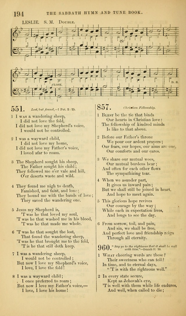 The Sabbath Hymn and Tune Book: for the service of song in the house of  the Lord page 196