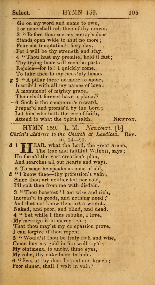 Select Hymns: the third part of Christian Psalmody; with directions for musical expression (Stereotype ed.) page 105