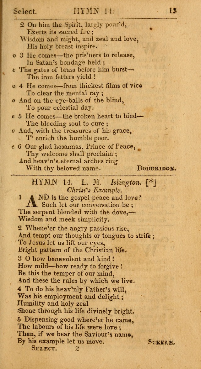 Select Hymns: the third part of Christian Psalmody; with directions for musical expression (Stereotype ed.) page 13