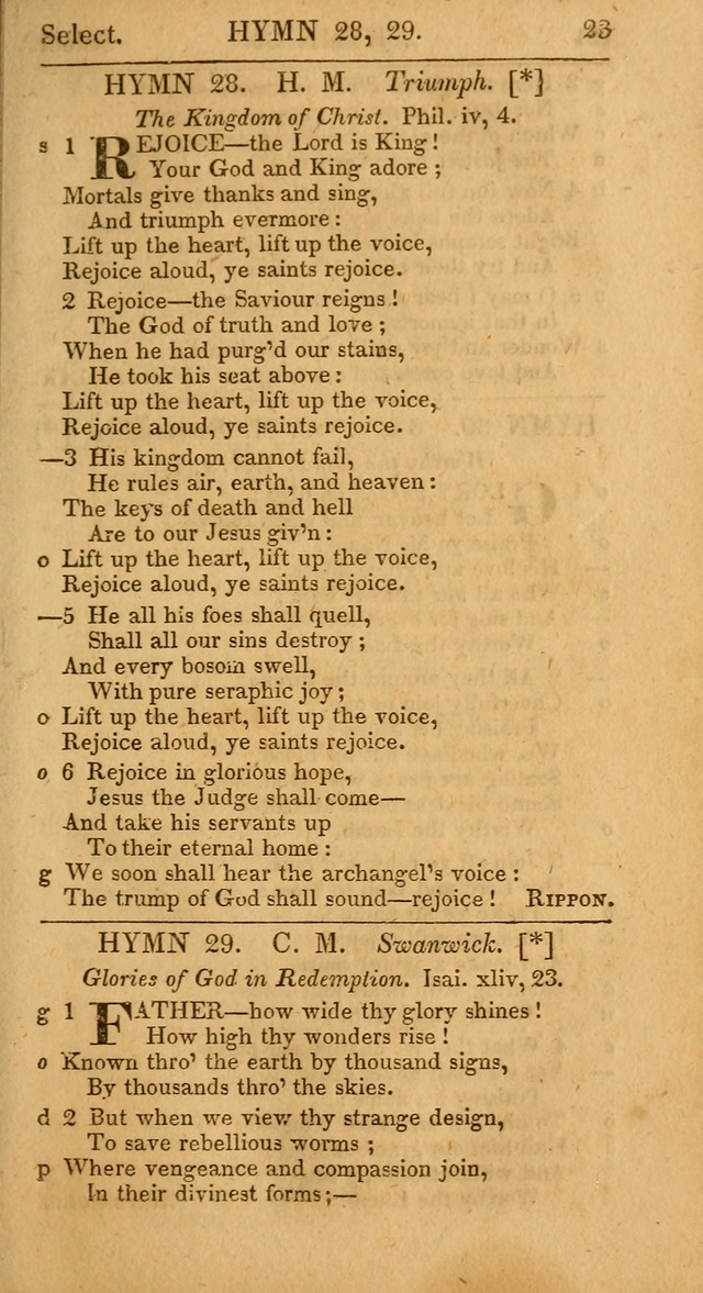 Select Hymns: the third part of Christian Psalmody; with directions for musical expression (Stereotype ed.) page 23