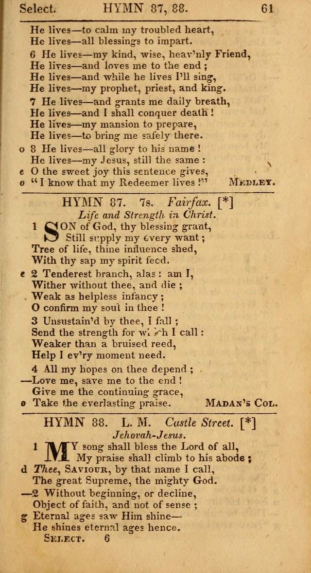 Select Hymns: the third part of Christian Psalmody; with directions for musical expression (Stereotype ed.) page 61