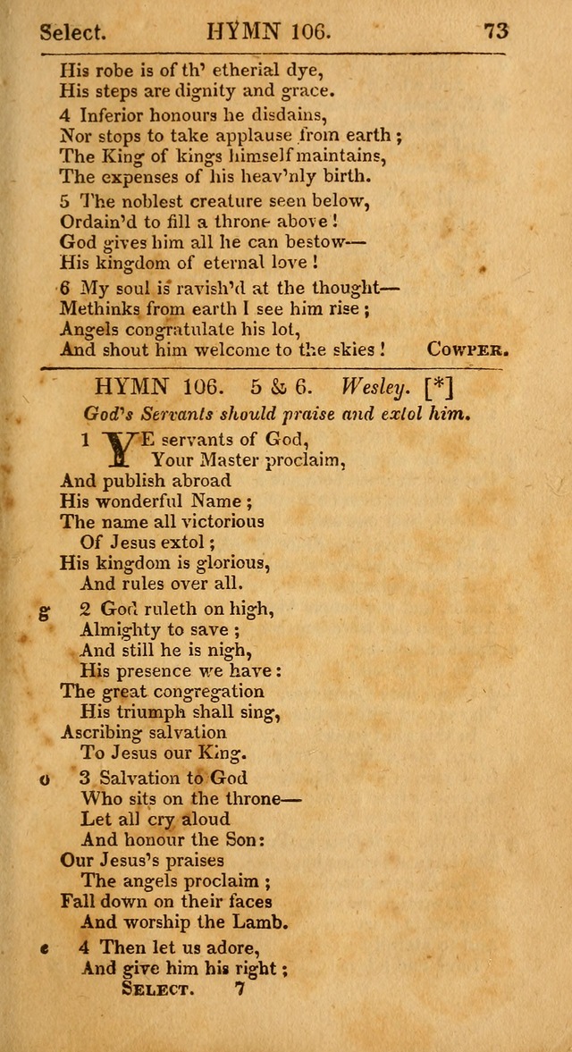 Select Hymns: the third part of Christian Psalmody; with directions for musical expression (Stereotype ed.) page 73