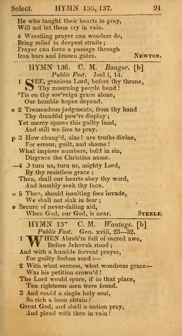 Select Hymns: the third part of Christian Psalmody; with directions for musical expression (Stereotype ed.) page 91