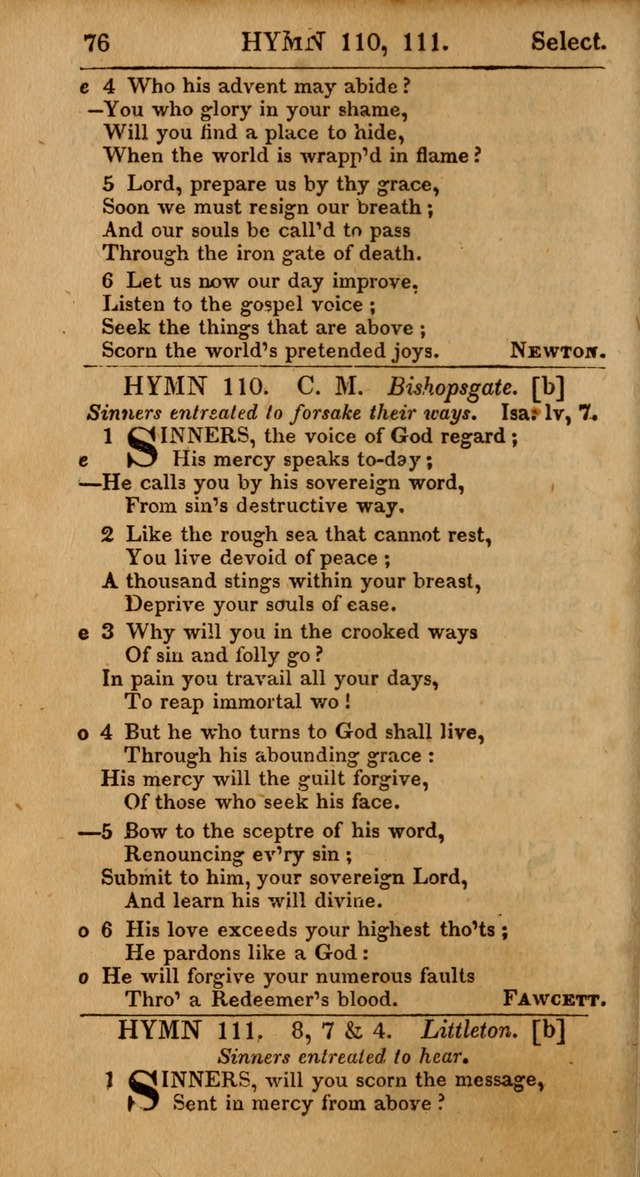 Select Hymns, The Third Part of Christian Psalmody. 3rd ed. page 76