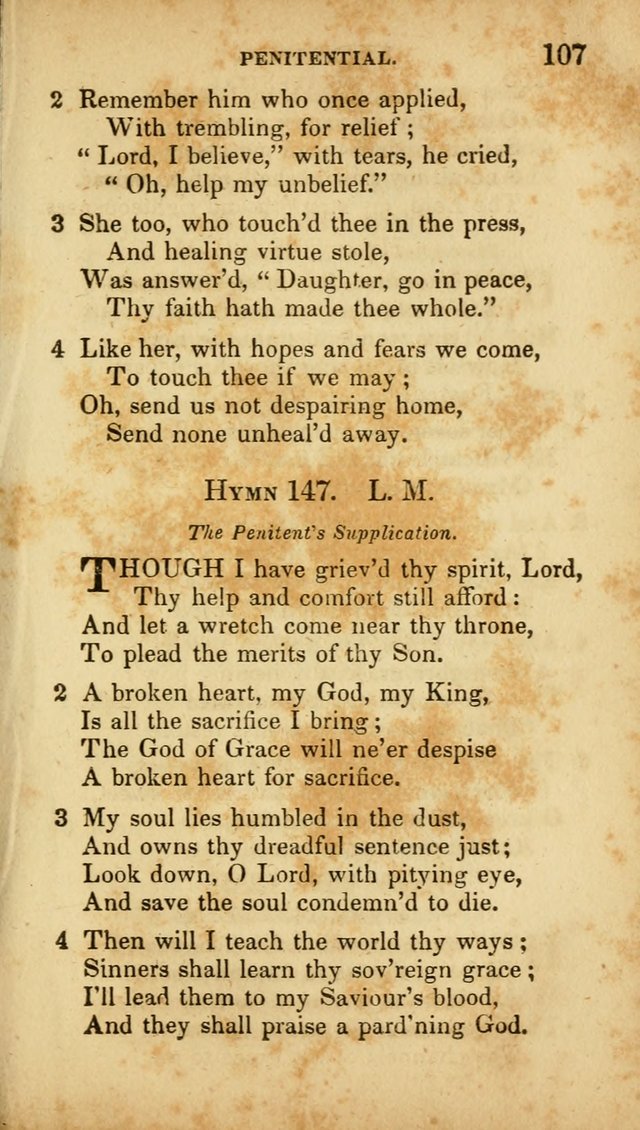 A Selection of Hymns for the Use of Social Religious Meetings and for Private Devotions. 7th ed. page 107