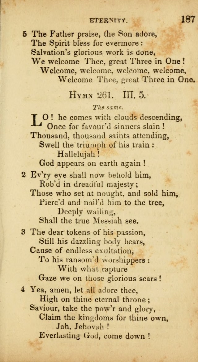 A Selection of Hymns for the Use of Social Religious Meetings and for Private Devotions. 7th ed. page 187