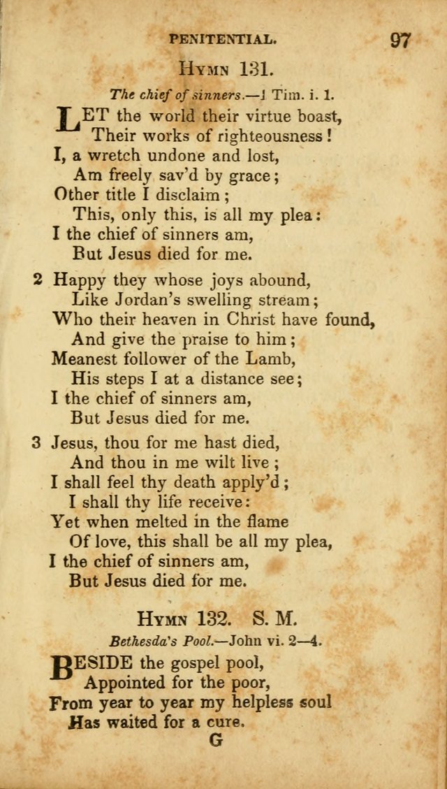 A Selection of Hymns for the Use of Social Religious Meetings and for Private Devotions. 7th ed. page 97