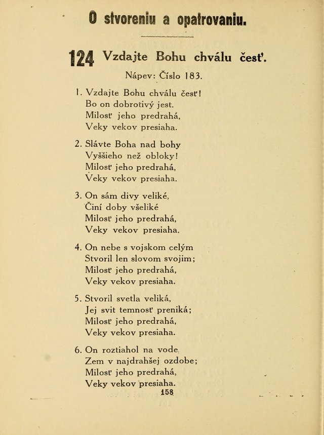 Slovensky Kalvinsky Spevnik page 158