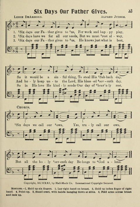 Songs for Little Singers No. 3: for primary departments of Sunday Schools page 31
