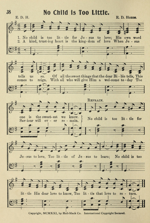 Songs for Little Singers No. 3: for primary departments of Sunday Schools page 36