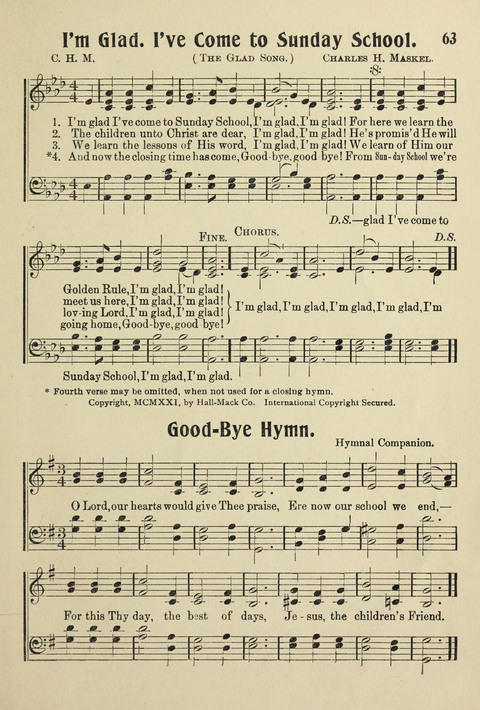 Songs for Little Singers No. 3: for primary departments of Sunday Schools page 61